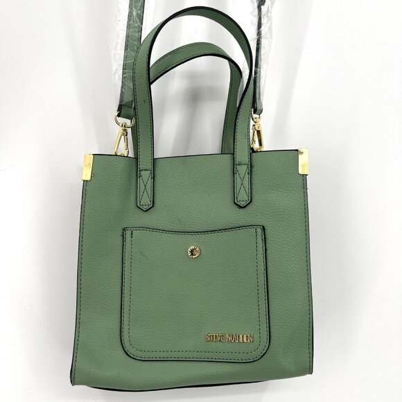 NWOT Steve Madden Basil Green Mini‎ Tote Bag Crossbody 3 Compartment - Picture 1 of 12